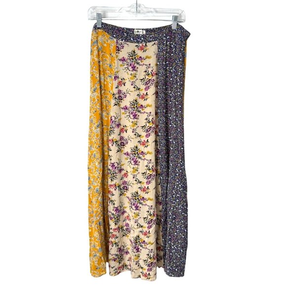 NATURAL LIFE Floral Patchwork Maxi Skirt - Yellow, Cream, Purple - Picture 1 of 6